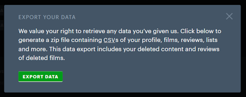 Exporting data on Letterboxd